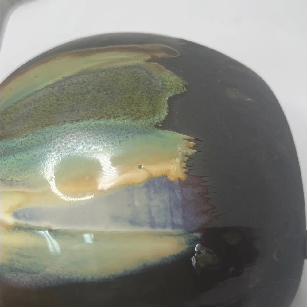 Drip Glaze Flower Frog Vase Earth Tones